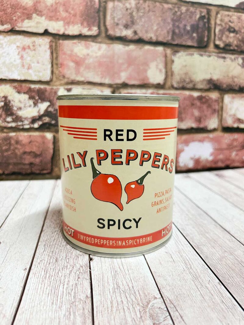 Spicy Red Lily Peppers in a tin